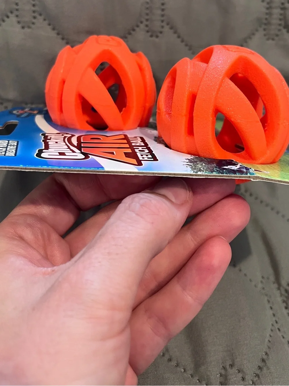 NWT Chuckit! Air Fetch Ball Dog Toys 2-Pack- Size M Orange Breathable Rubber